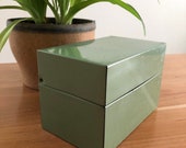 Vintage Green Recipe Box, Vintage Recipe Tin, Green Recipe Tin, Syndicate MFG PA green vintage recipe box