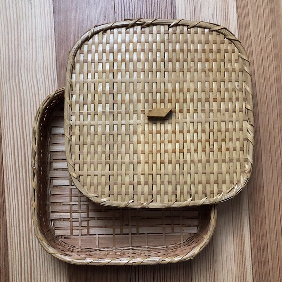 Square Basket With Lid Trinket Basket Storage Box Etsy