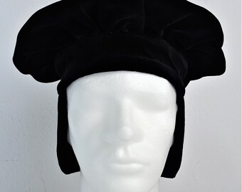 Velvet Beret Martin Luther Size XXL Black Middle Ages Renaissance LARP Headgear