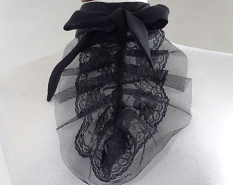 Jabot with necktie black Fichu lace Victorian Gothic Rococo Steampunk WGT