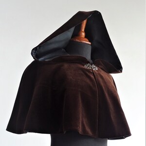 Velvet hood with metal clasp brown size L velvet cape cloak fantasy LARP medieval