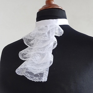 White lace jabot Jabot lace white Victorian Gothic Steampunk Baroque Rococo