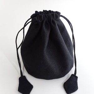 Bolsa de lino negra, bolsa de dados, bolsa de canicas, juego de rol LARP medieval