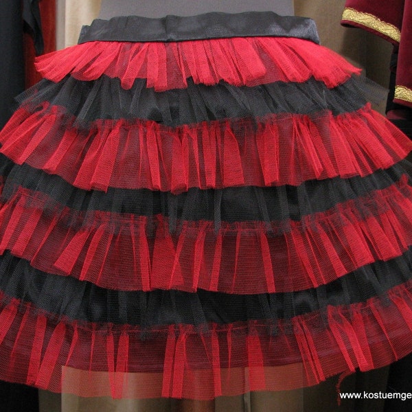 Mini Tüllrock Schwarz Rot Röckchen Kurzer Rock Tüll Netz Tutu Petticoat Fasching