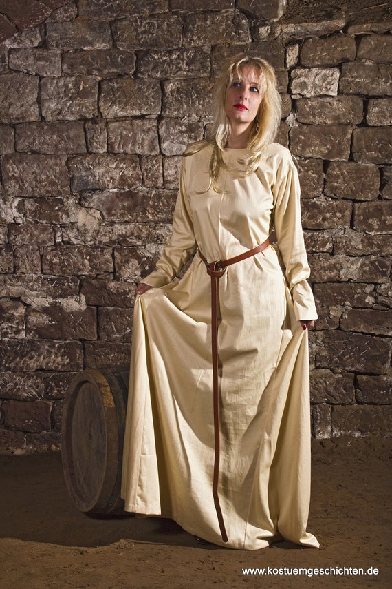 Cotte Underdress Medieval Fantasy Dress Cotton Light Beige LARP 
