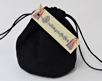 Small Black Linen Bag Dice Bag Role Play LARP Medieval