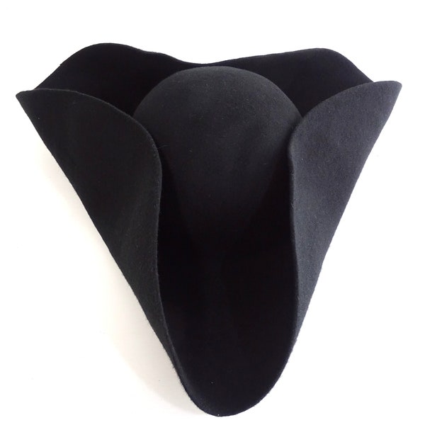 Chapeau tricorne noir en 100% laine chapeau de pirate baroque rococo LARP feutre chapeau laine feutre taille L - XL