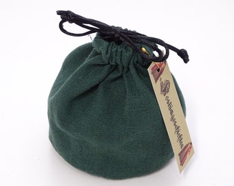 Small green linen bag dice bag role play LARP medieval new