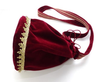 Magnificent pouch velvet pouch with border bordeaux red pompadour pouch pouch pouch