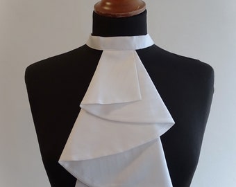 Waterfall jabot white striped cotton Baroque Rococo Steampunk Victorian