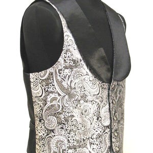 Brocade vest with collar silver black Venetian vest Rococo Baroque Vampire