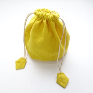 Sac en lin, sac à dés jaune, sac à billes, jeu de rôle, sac médiéval LARP