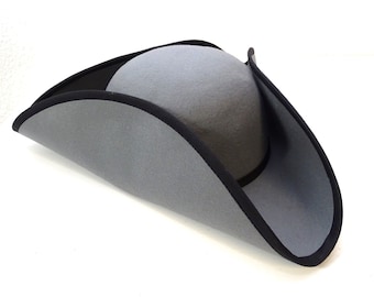 Tricorn hat gray with edged brim pirate hat baroque rococo LARP solid felt hat size S-M / 57