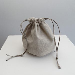 Petit sac en lin beige sac à dés jeu de rôle GN médiéval beige naturel