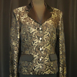 Brocade blazer made of fine China Jacquard jacket Asian ladies jacket gold black size S 36 / 38