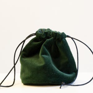 Bolsa pequeña de terciopelo verde oscuro Juego de rol verde Bolsa medieval LARP