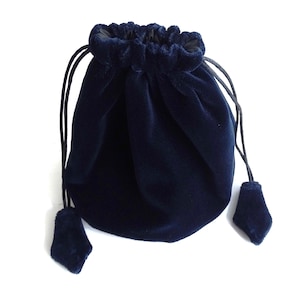 Borsa in velluto blu scuro per gioco di ruolo LARP, borsa medievale, borsa blu notte, borsa per dadi blu navy