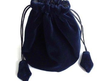 Dark blue velvet bag role play LARP medieval bag bag