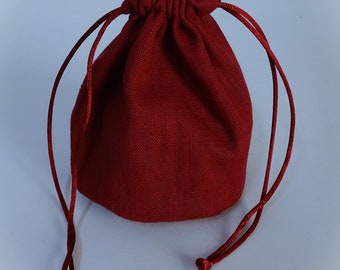 Small linen bag Bordeaux wine red dice bag marble bag role play LARP medieval bag