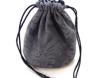 Small dice bag brocade gray marble bag role play LARP medieval bag