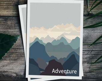Adventure Awaits/ Mountains Print/ Wall Art Print/ Print Art Design/ Graphic Design/ Abstract Design/ Nature Art