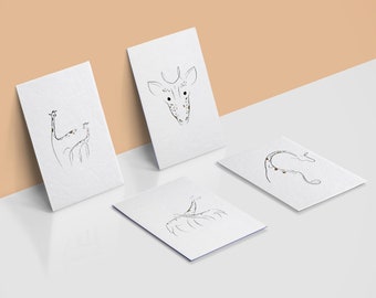Giraffe Graphic Prints Series/ Animal Graphic Design/ Negative Space/ Line Art Drawn/ Print Art Design/ Animal Art/ Penguin Art