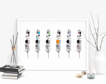 Geometric Feather Art Prints Wispy Feather Prints/ Wall Art Print/ Print Art Design/ Graphic Design/ Geometric Design/ Feather Art/ Abstract