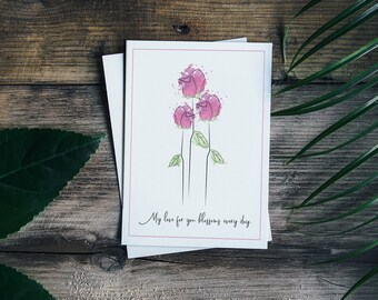 Love Themed Flower Puns/ Wall Art Print/ Print Art Design/ Graphic Design/ Watercolor Ascetic/ Line Art Drawn/ Digital/ My love blossoms