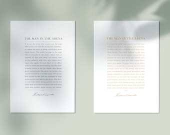 Man In The Arena Speech Digital Poster Gold & Black / Graphic Design / Print Design / Poster Print / Theodore Roosevelt 26th U.S. President