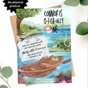 O-Fish-ally One Birthday Invitation Digital Download