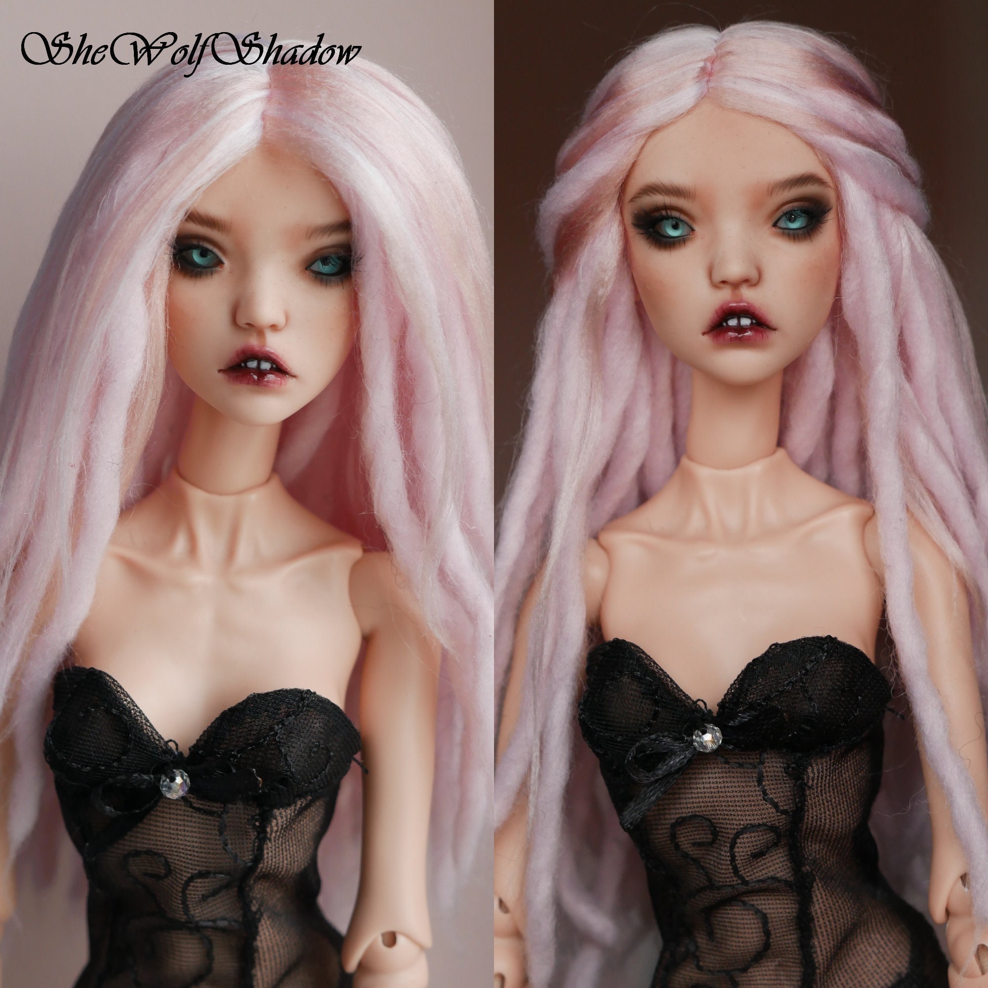  Lllunimon SD BJD Doll Hair Wigs, Pink Short Curly Doll