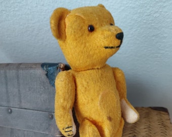 Petit ours en peluche vintage jaune Teddy Bear Allemagne