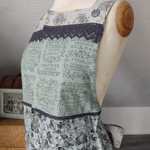 Vintage apron kitchen apron garden apron handmade patchwork cotton fabrics with grey lace ribbon handmade apron kitchen and garden