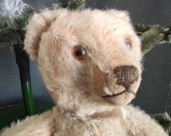 Vintage antieke geliefde kleine oude teddybeer Steiff beer glazen ogen houtwol gevulde poten 4 klauwen