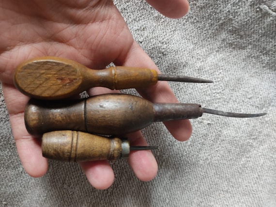 3 Old Small Tools Graver Eels Screwdriver Workshop 