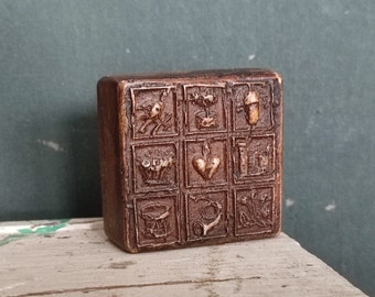 Small old wooden model speculoos mold Springerle pastry cookies biscuits print model old bakery craft vintage country house farmhouse farmhouse