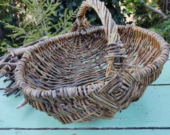 Alter Vintage Korb Weidenkorb Henkelkorb Erntekorb Wicker Basket rustic french shabby