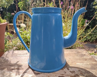 Beautiful large vintage enamel pot blue enamel coffee pot without lid country house farmhouse farmhouse antique vintage kitchen rustic french shabby