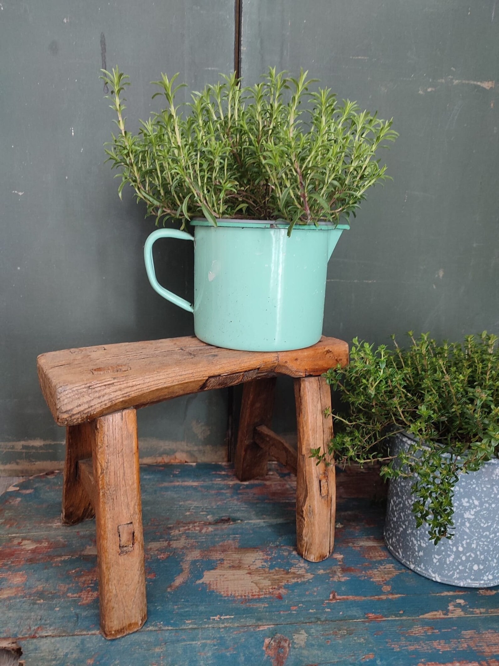 Antique Old Small Wooden Bench Stool Rustic Urban Vintage Decoration ...