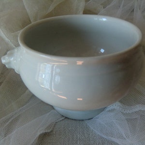 White Vintage small lion head terrine French shabby