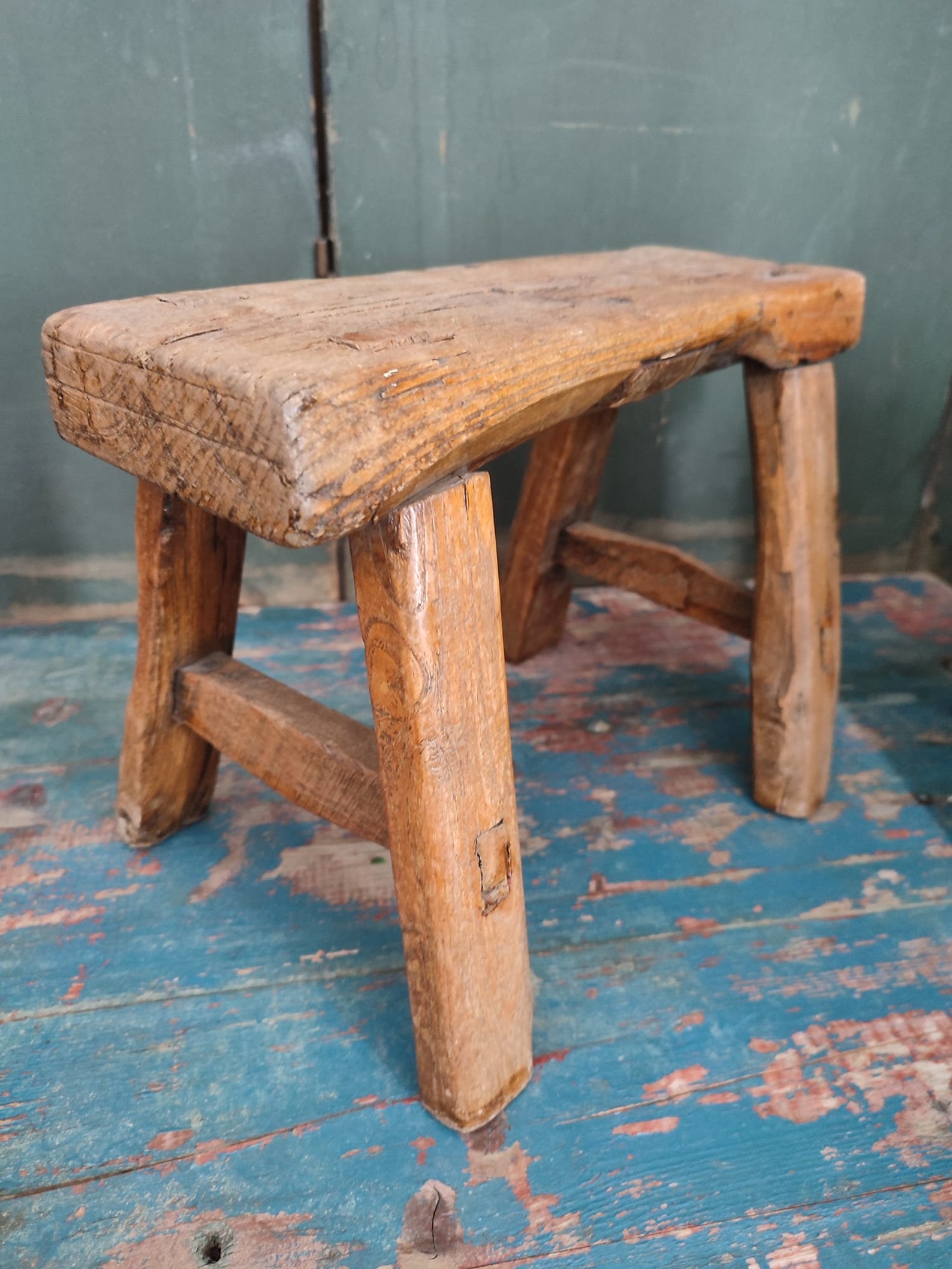 Antique Old Small Wooden Bench Stool Rustic Urban Vintage Decoration ...