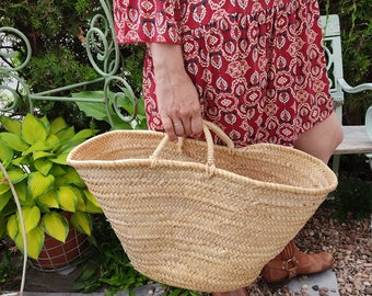 Grosse französische Korbtasche Markttasche Strandtasche natur Palmblätter Boho Urlaub Ibiza Markt