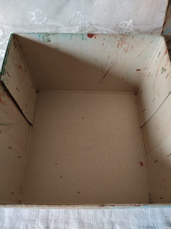 Grande scatola di cartone vintage, scatola di carta marmorizzata