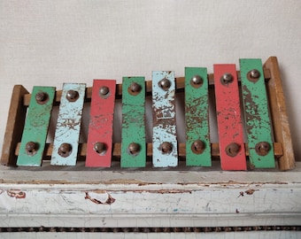 Vintage xylophone old children's toy decoration shabby patina perfectly ruined