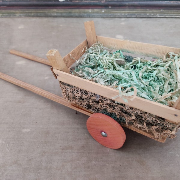 OSTERN kleiner Vintage Leiterwagen Ziehwagen Holzkarren Wagen für einen Osterhasen old school decoration