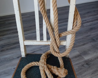 Vintage Bootstau Seil Bootsseil handgeknüpft 3,45 Meter brocante antik Normandie Bretagne Atlantikküste maritime Dekoration rustic shabby