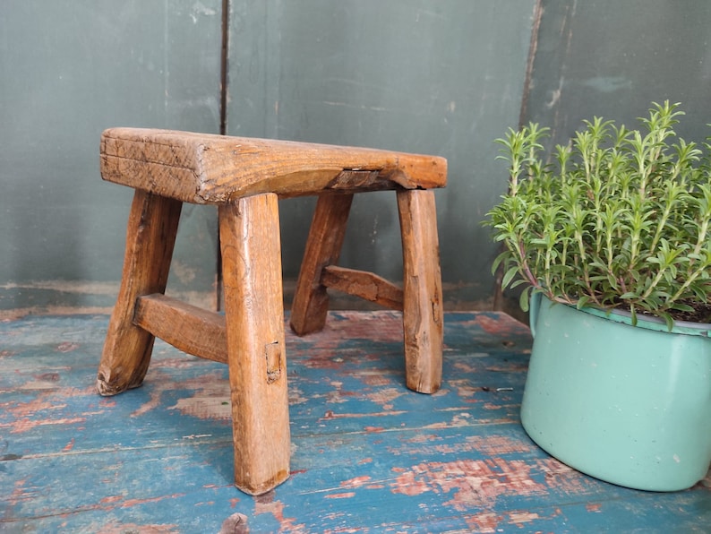 Antique Old Small Wooden Bench Stool Rustic Urban Vintage Decoration ...
