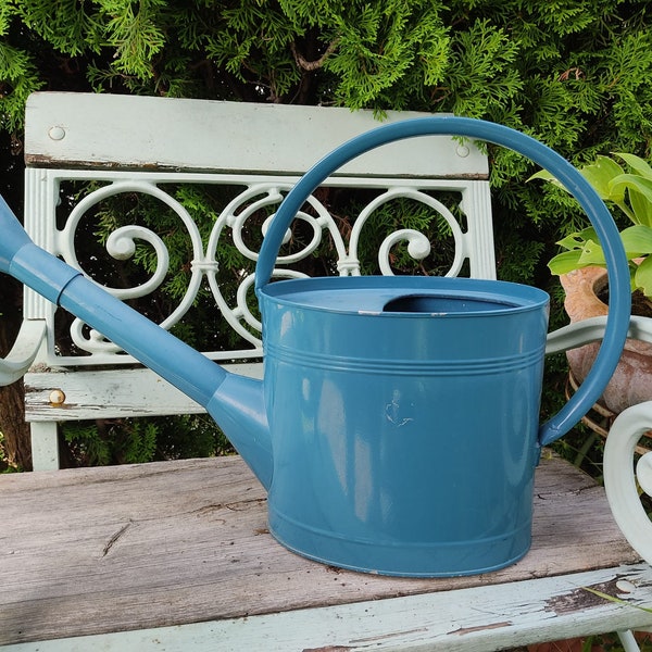Arrosoir vintage jardinage bleu pétrole
