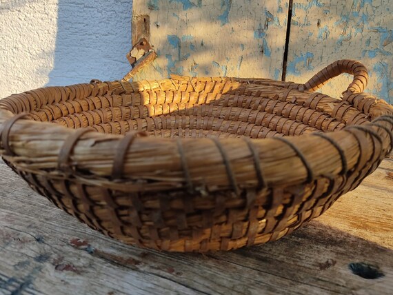 バスケット　古道具 アンティーク ヴィンテージ ブレッドバスケット ハンドル付き 36.5 cm