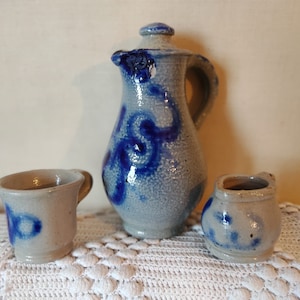 Antique ceramic jug old pitcher mug cup jug salt glaze doll&#39;s kitchen farmhouse Germany Westerwald Kannebäcker Ländchen Höhr-Grenzhausen